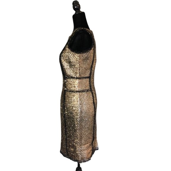 Darling London 2 Piece Jacket & Sheath Dress, Gold & Black - Picture 7 of 14